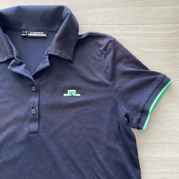 J. Lindeberg Navy Solange Cotton Blend Polo - Picture 3 of 10
